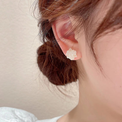 White Camellia Earrings Female Summer Unique Niche  New Trendy Fashion Earrings Earrings