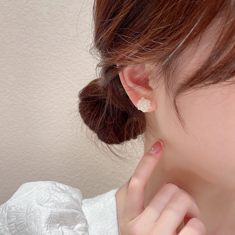 White Camellia Earrings Female Summer Unique Niche  New Trendy Fashion Earrings Earrings