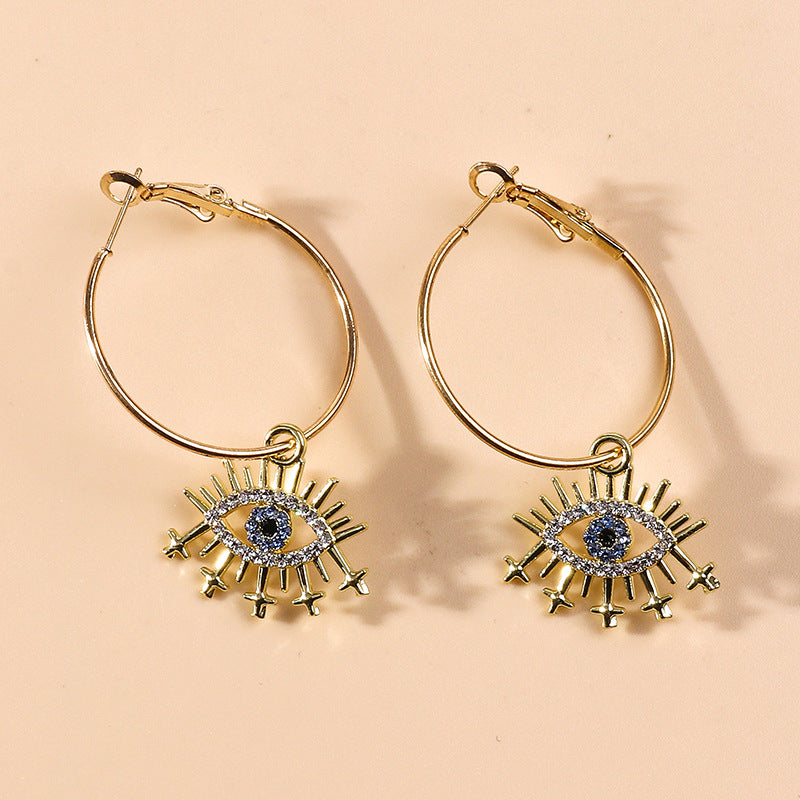 Fashion Ol Devil's Eye Metal Earrings Jewelry