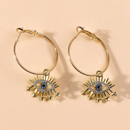 Fashion Ol Devil's Eye Metal Earrings Jewelry