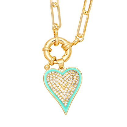 Fashion Heart Copper 18k Gold Plated Necklace In Bulk