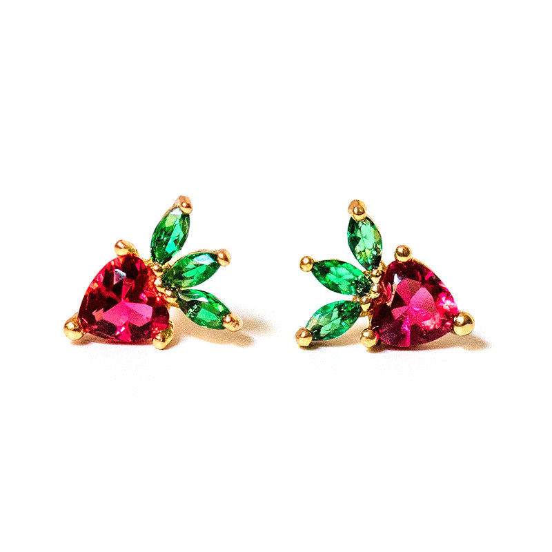 Fashion Stud Earrings Zircon Cherry Pineapple Watermelon Stud Earrings Fruit Earrings