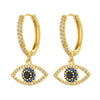 Fashion Heart Devil Eye Plated 14k Real Gold Zircon Pearl Copper Earrings