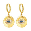 Fashion Heart Devil Eye Plated 14k Real Gold Zircon Pearl Copper Earrings