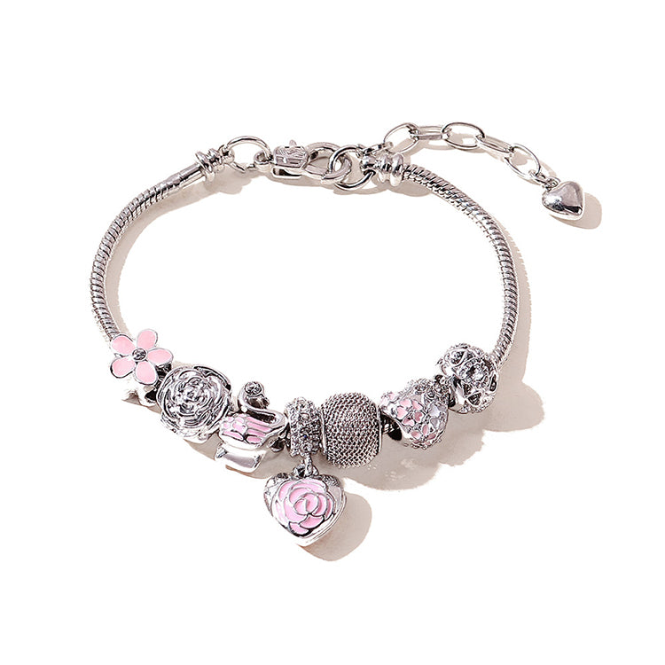 European And American Ins Fashion Popular Oil Peach Heart Flower Bracelet