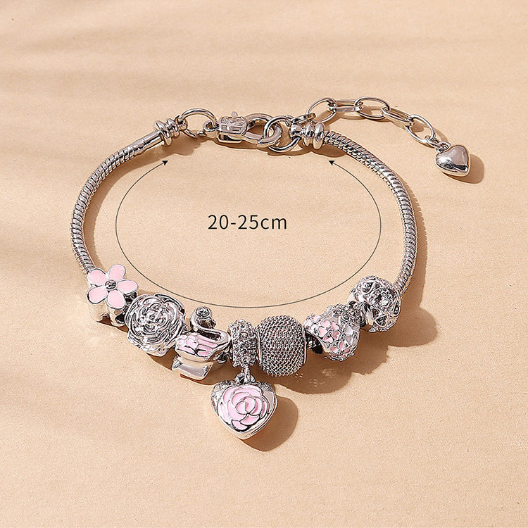 European And American Ins Fashion Popular Oil Peach Heart Flower Bracelet