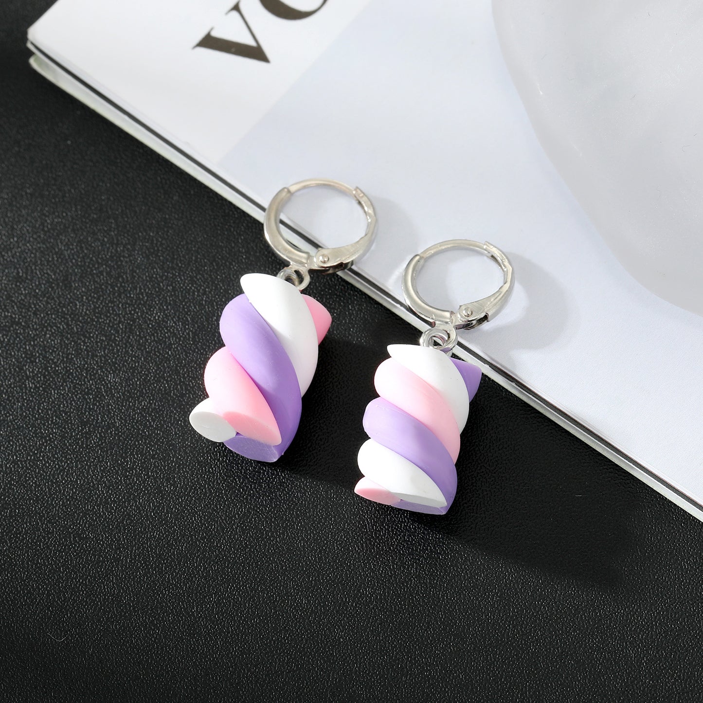 Ornament New Creative Cotton Candy Colorful Geometric Resin Earrings