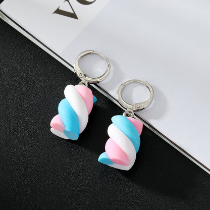 Ornament New Creative Cotton Candy Colorful Geometric Resin Earrings