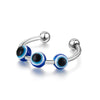 Fashion Creative Rotatable Decompression Anti-anxiety Open Mouth Devil's Eye Blue Eyes Stainless Steel Ring