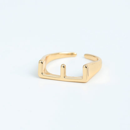 Simple Style Letter Copper Plating Gold Plated Open Ring