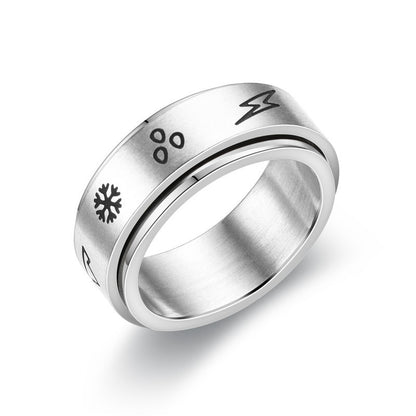 New Fashion Anti-anxiety Rotating Titanium Steel  Decompression Couple Ring