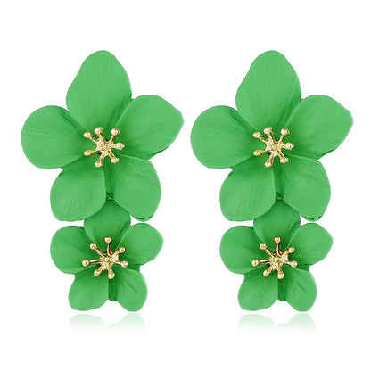 Fashion Double Flower Earrings Nhln143521
