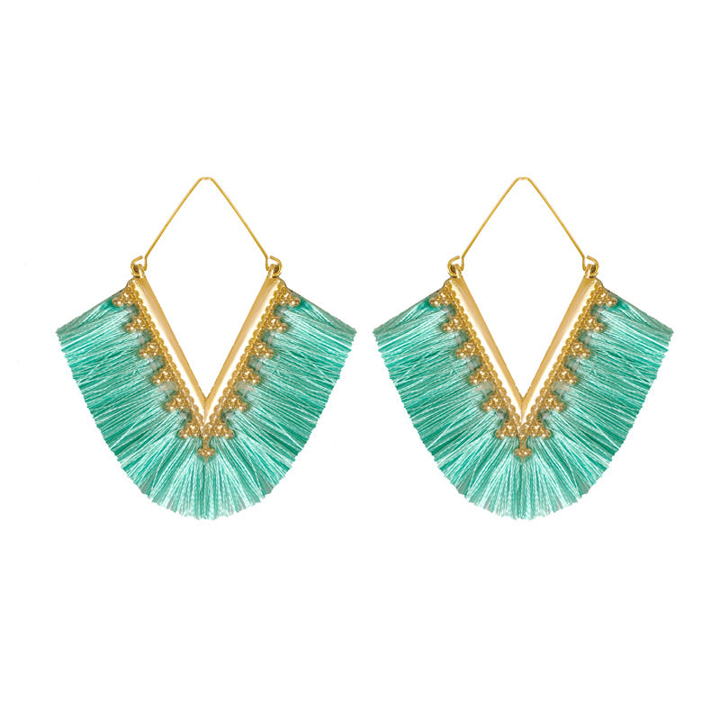 Fashion Exaggerated Geometric Tassel Earrings Nhdp149052