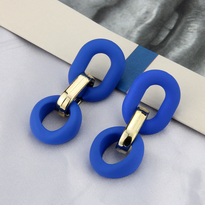 Klein Blue Earrings Korean Version Of Geometric Pendant Earrings