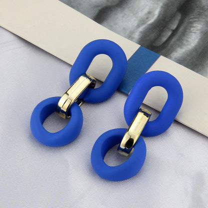 Klein Blue Earrings Korean Version Of Geometric Pendant Earrings