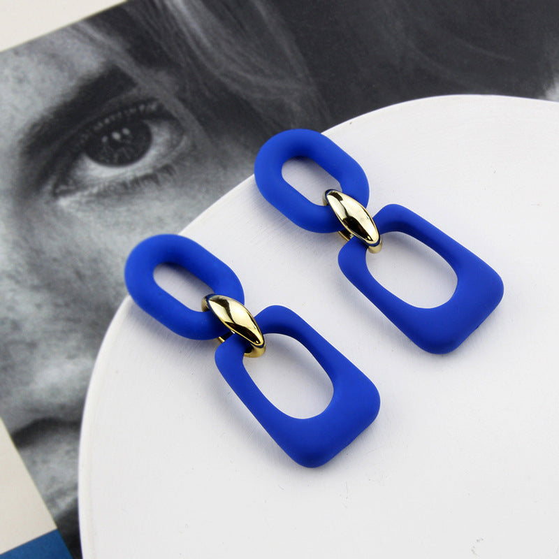 Klein Blue Earrings Korean Version Of Geometric Pendant Earrings