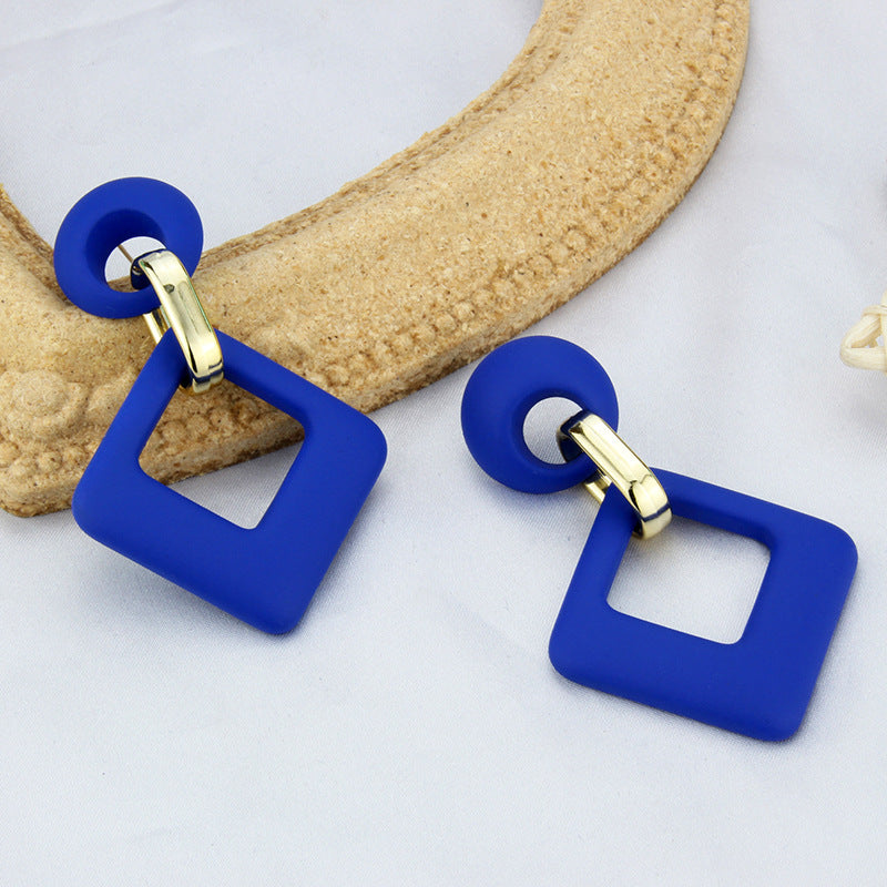 Klein Blue Earrings Korean Version Of Geometric Pendant Earrings