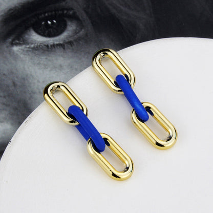 Klein Blue Earrings Korean Version Of Geometric Pendant Earrings