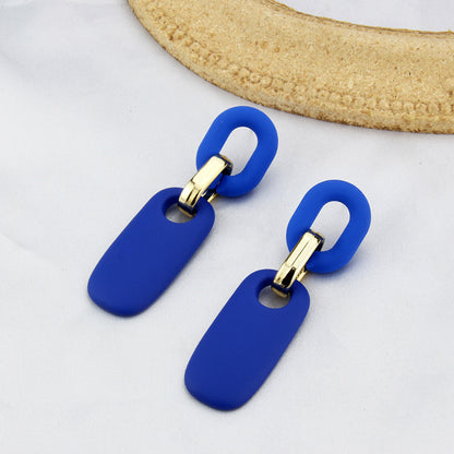 Klein Blue Earrings Korean Version Of Geometric Pendant Earrings