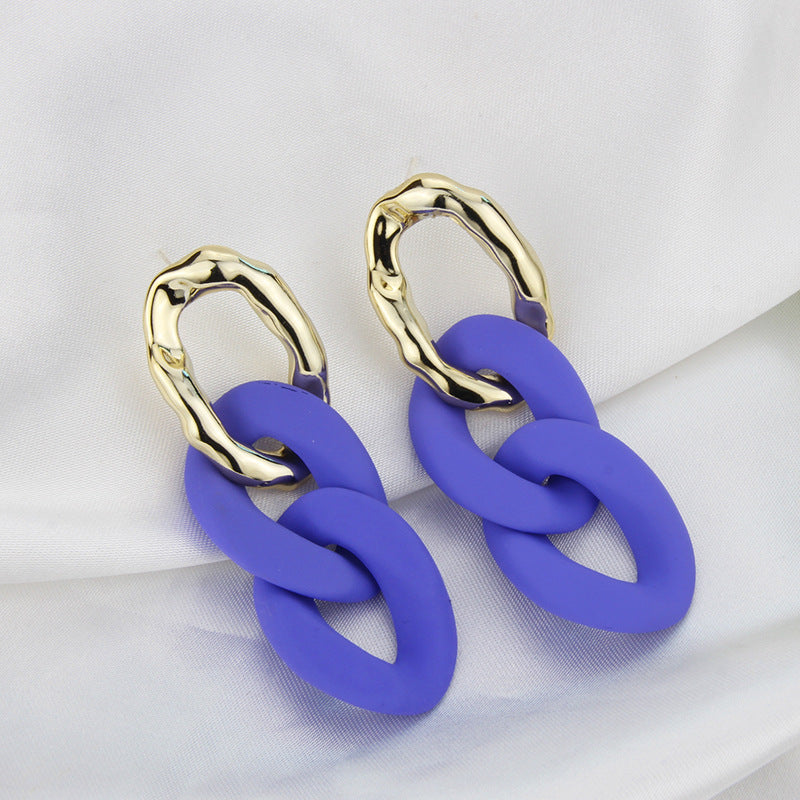 Klein Blue Earrings Korean Version Of Geometric Pendant Earrings