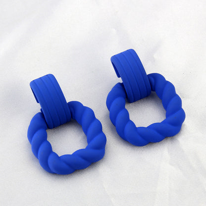 Klein Blue Earrings Korean Version Of Geometric Pendant Earrings