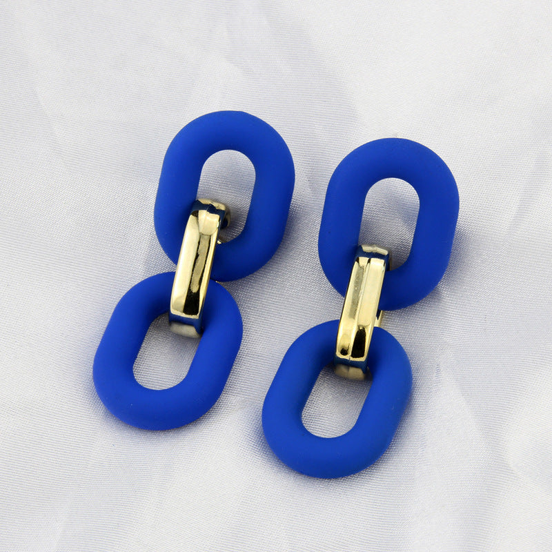 Klein Blue Earrings Korean Version Of Geometric Pendant Earrings