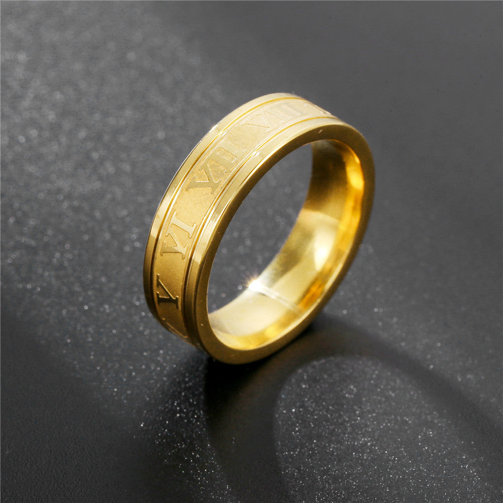 Fashion Simple Multi-color Stainless Steel Roman Numeral Ring