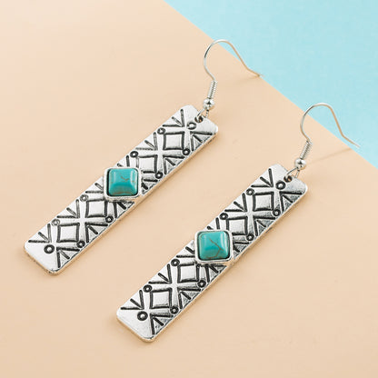 Vintage Style Inlaid Turquoise Alloy Turquoise Earrings