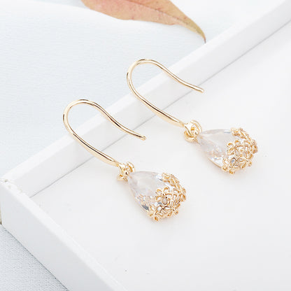 1 Set Elegant Cute Fashion Water Droplets Plating Artificial Crystal Alloy Zircon Earrings