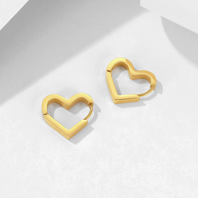 New Fashion Simple Heart-shaped Stainless Steel Earrings