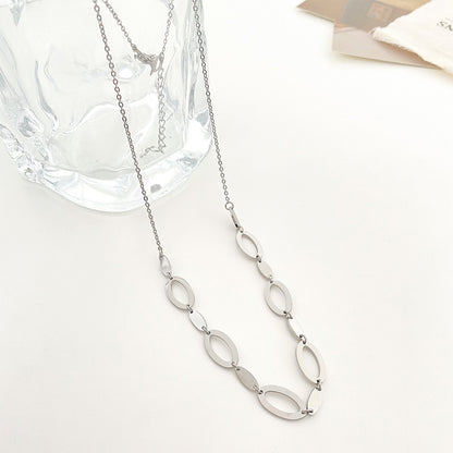 Fashion Hollow Oval Chain Stainless Steel Necklace