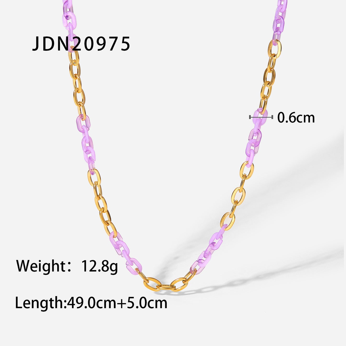 Fashion New 18k Gold-plated Purple Titanium Steel Cross Chain Stainless Steel Necklace