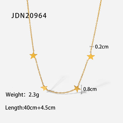 Fashion Simple Star Fine Ball Bead Women's Stainless Steel Necklace