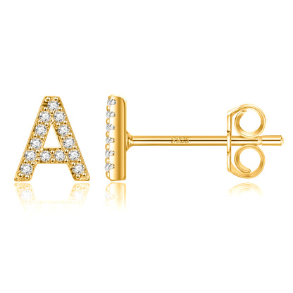 Simple English Alphabet Letter Rhinestone Geometric Copper Earrings