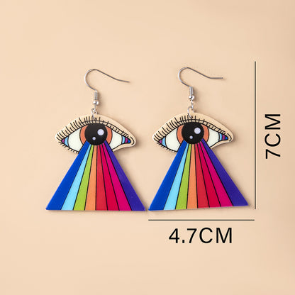 Fashion Geometric Rainbow Eye Printing Arylic Acrylic Earrings