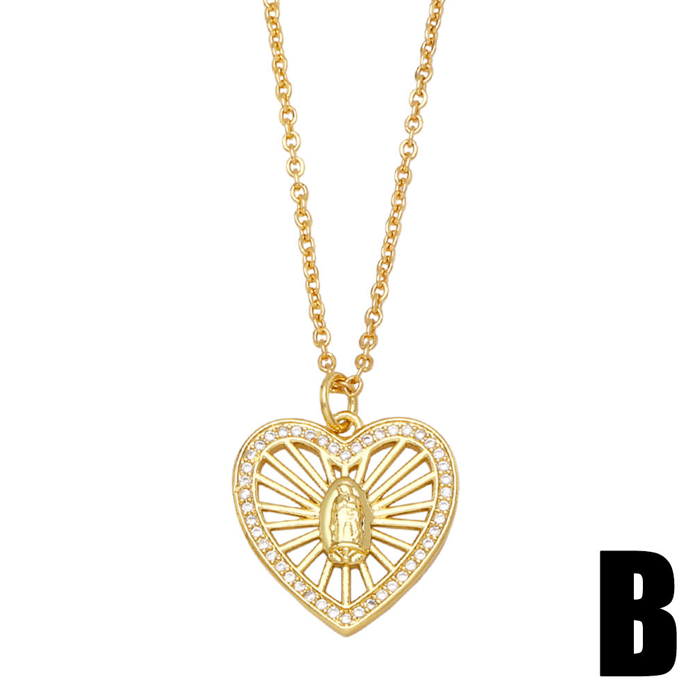 Fashion Heart Copper 18k Gold Plated Necklace In Bulk