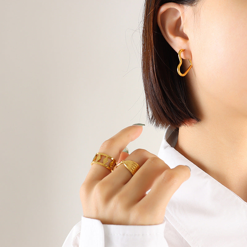 Fashion Simple Titanium Steel Gold-plated Earrings Female