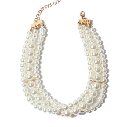 Fashion Bohemian Style Pearl Beaded Multi-layer Short Necklace Ornament