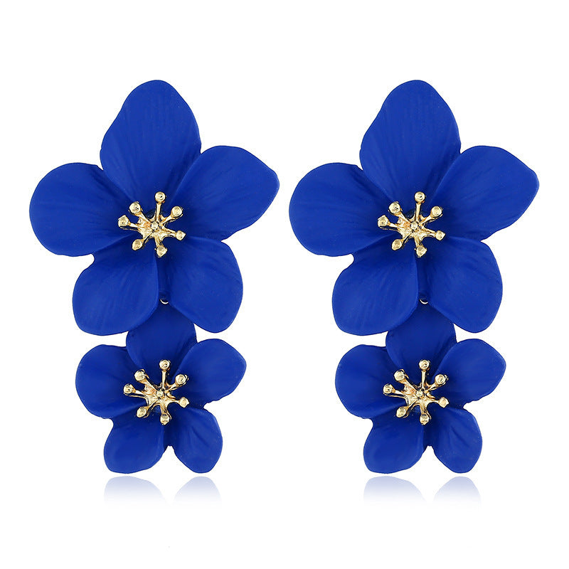 Fashion Double Flower Earrings Nhln143521