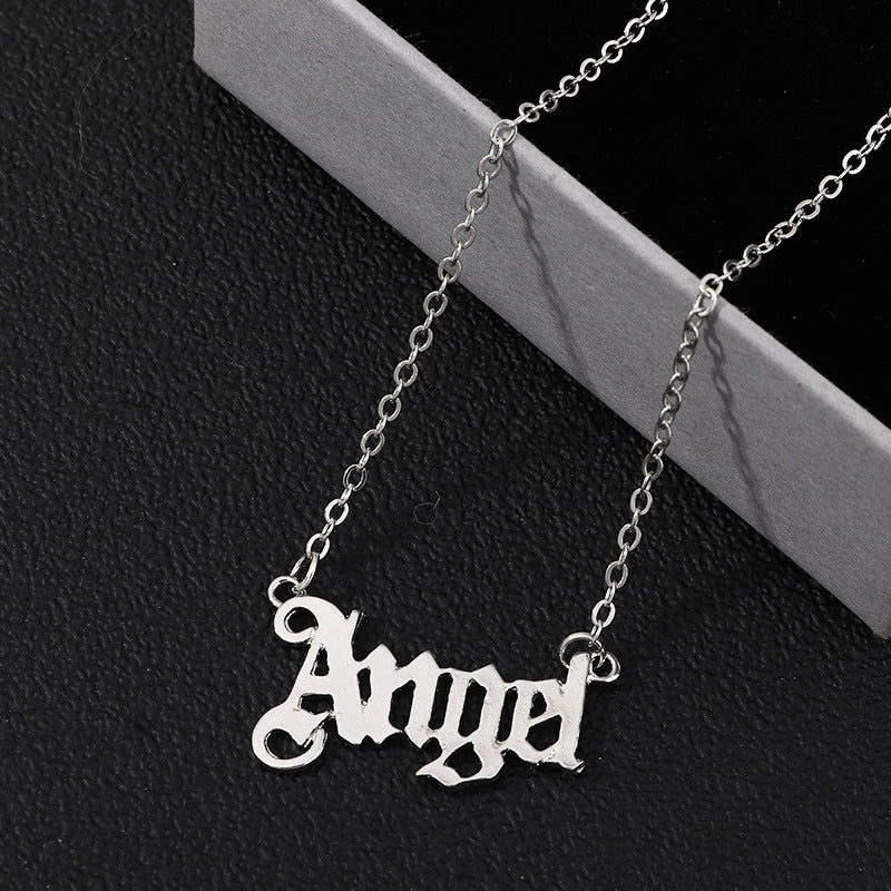 Fashion Simple Wind Letter Angel Necklace Popular Personality Angel Clavicle Chain