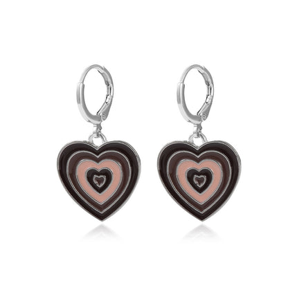 Ins Style Retro Heart Alloy Stoving Varnish No Inlaid Women's Earrings