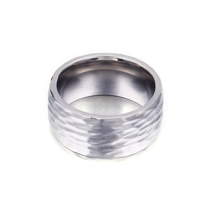 From  Simple Style Ring Stainless Steel Irregular Pattern Ring Unisex Ring