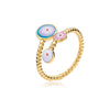 Fashion Copper Plating Real Gold Drop Oil Eyes Geometric Open Ring