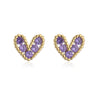 Fashion Copper 18k Gold Heart-shaped Zircon Stud Earrings