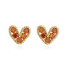 Fashion Copper 18k Gold Heart-shaped Zircon Stud Earrings