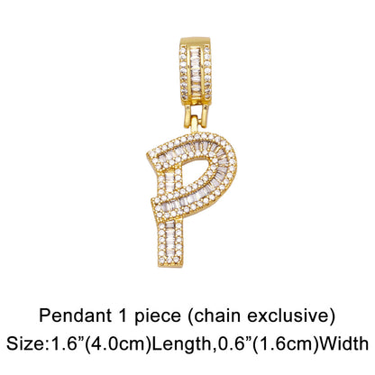 Fashion Zircon Letter Hip Hop Men's And Women's Copper Necklace