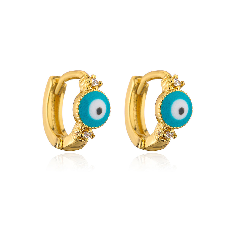 Simple 18k Gold Plated Zircon Dripping Oil Devil's Eye Earrings