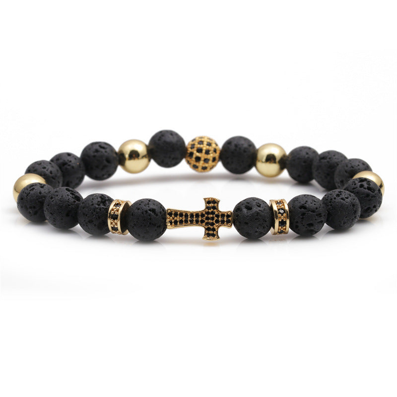 Basic Classic Style Cross Tiger Eye Inlay Artificial Gemstones Bracelets