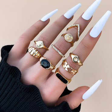 Fashion Retro Imitation Gem Rhinestone Drip Simple 9-piece Set