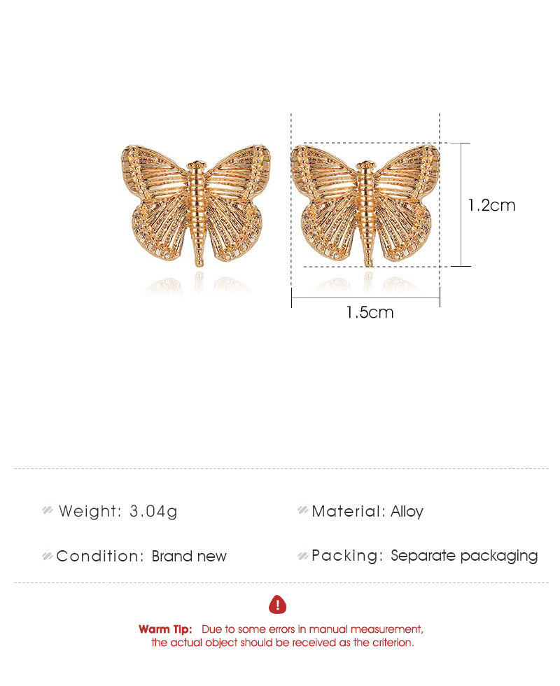 Fashion Retro Metal Butterfly Earrings Female Temperament Wild Grain Butterfly Earrings Wholesale Gooddiy